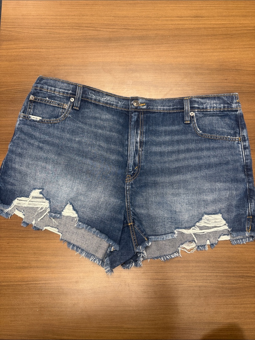 aerie Distressed Dark Blue Denim Cutoff Shorts - size XXL